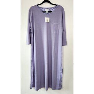 Cabernet Sleepwear NWT 100% Cotton Frosted Lavender 3/4 Sleeve Maxi Nightgown Lg